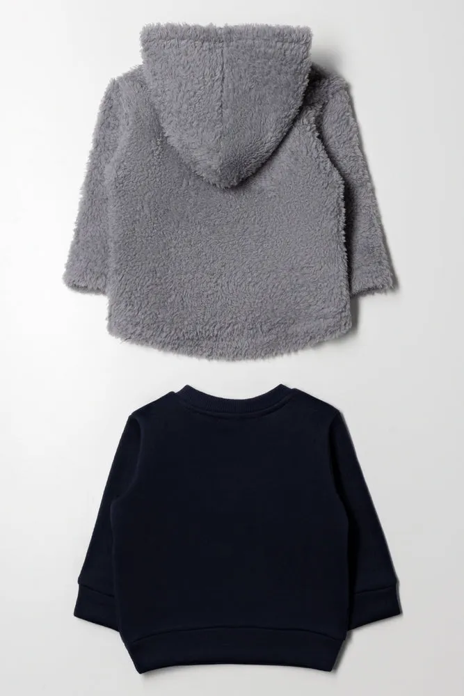 2 Pack Track Tops Grey And Navy
