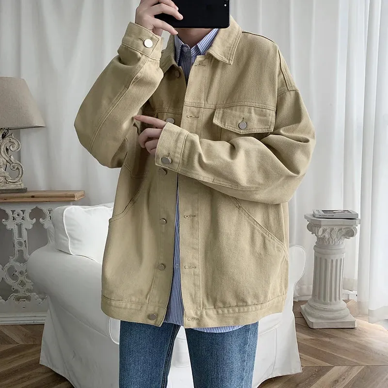 Aidase Mens Jeans Jackets And Coats Single Breasted Korean Version Slim Fit Denim Outwear M-3XL