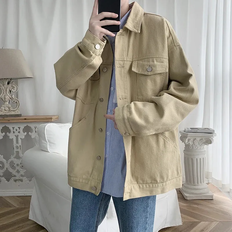 Aidase Mens Jeans Jackets And Coats Single Breasted Korean Version Slim Fit Denim Outwear M-3XL