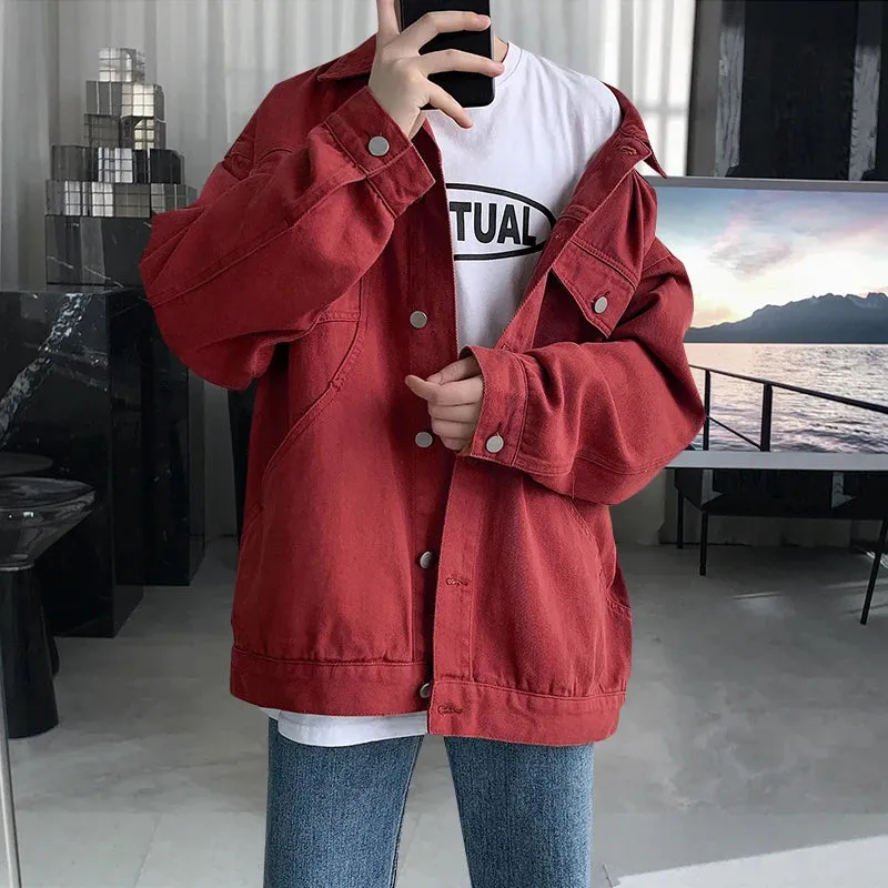 Aidase Mens Jeans Jackets And Coats Single Breasted Korean Version Slim Fit Denim Outwear M-3XL