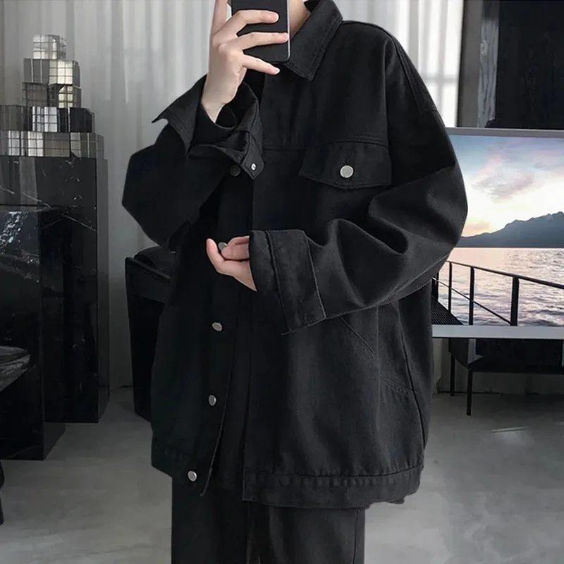 Aidase Mens Jeans Jackets And Coats Single Breasted Korean Version Slim Fit Denim Outwear M-3XL