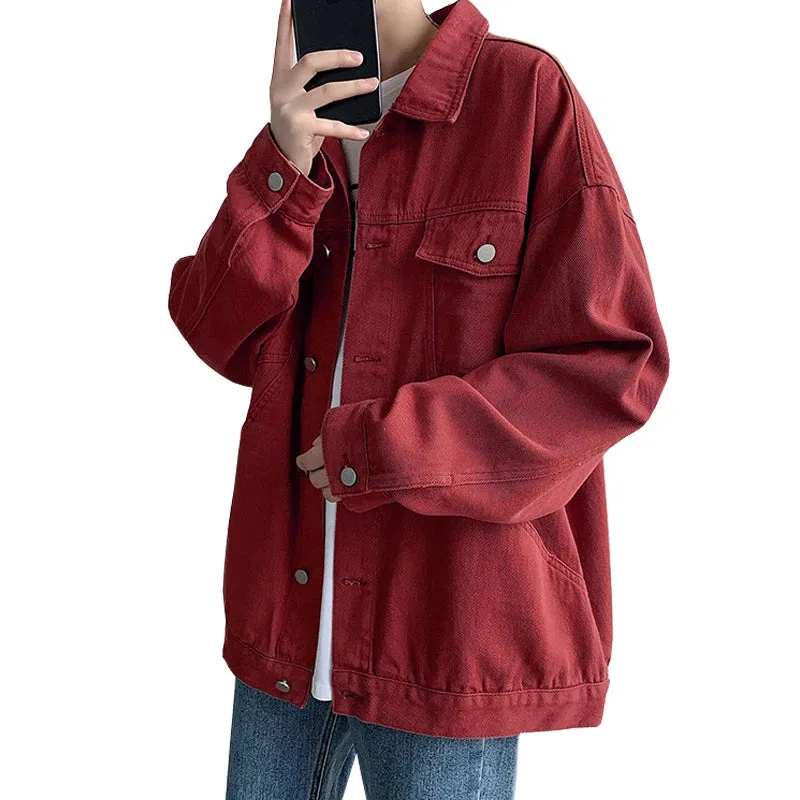 Aidase Mens Jeans Jackets And Coats Single Breasted Korean Version Slim Fit Denim Outwear M-3XL