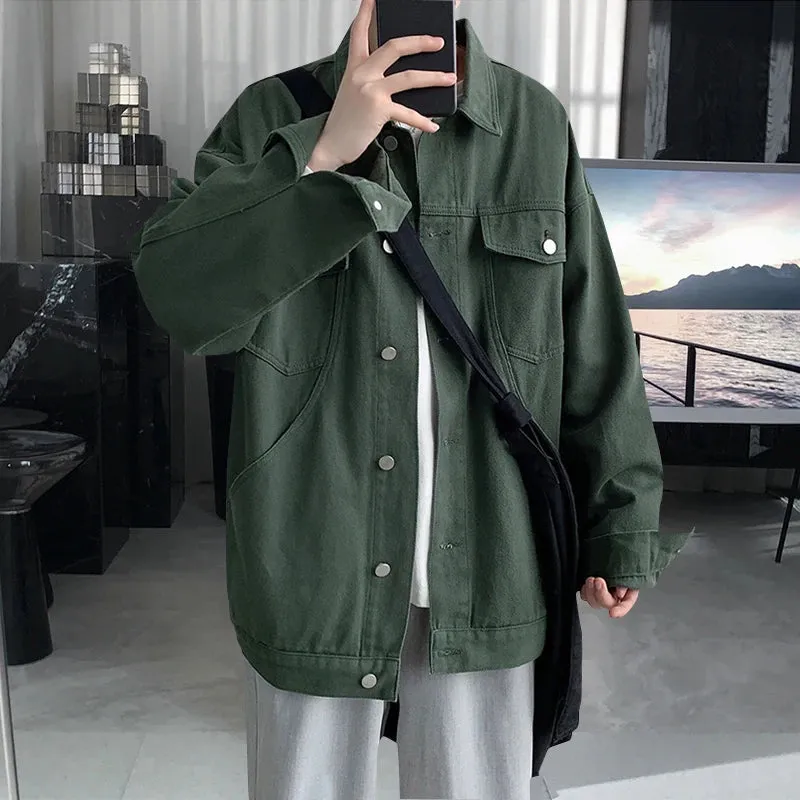 Aidase Mens Jeans Jackets And Coats Single Breasted Korean Version Slim Fit Denim Outwear M-3XL