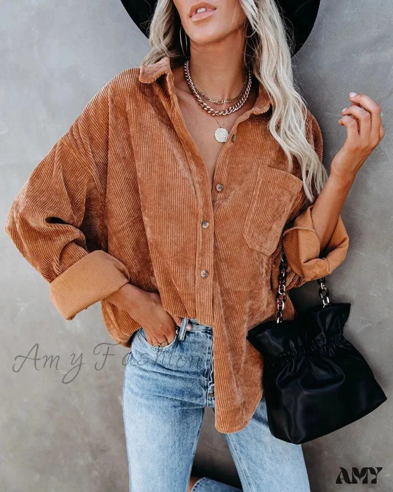 Amy Fashion - Corduroy Tunic Ladies Coats