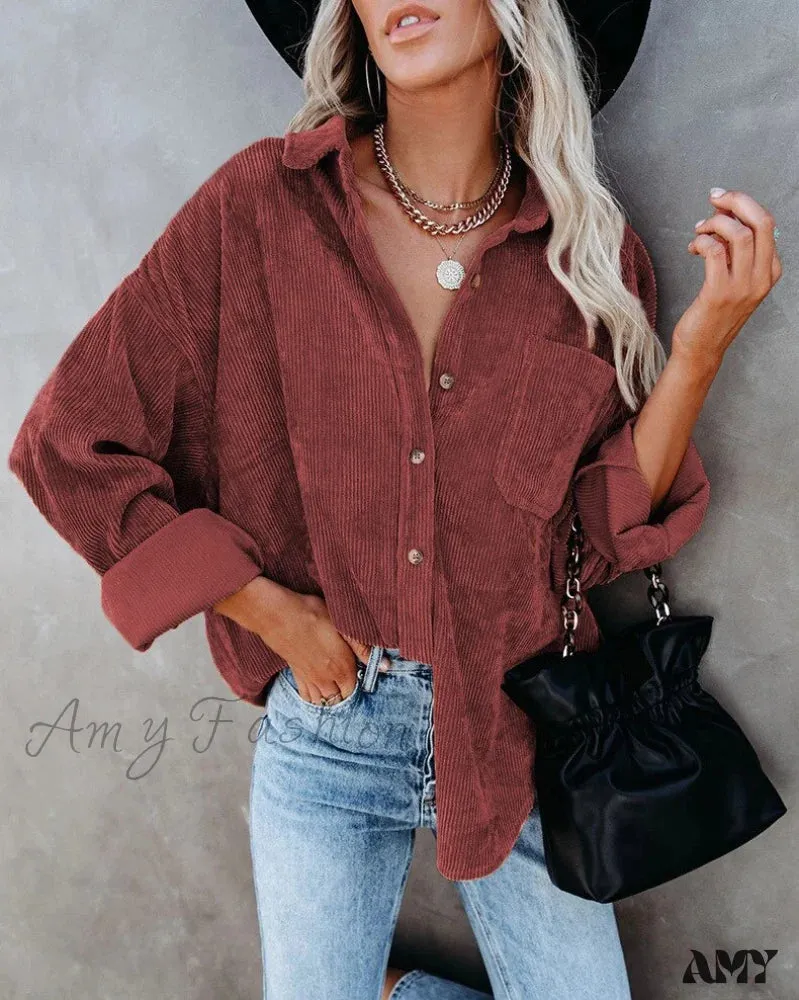 Amy Fashion - Corduroy Tunic Ladies Coats