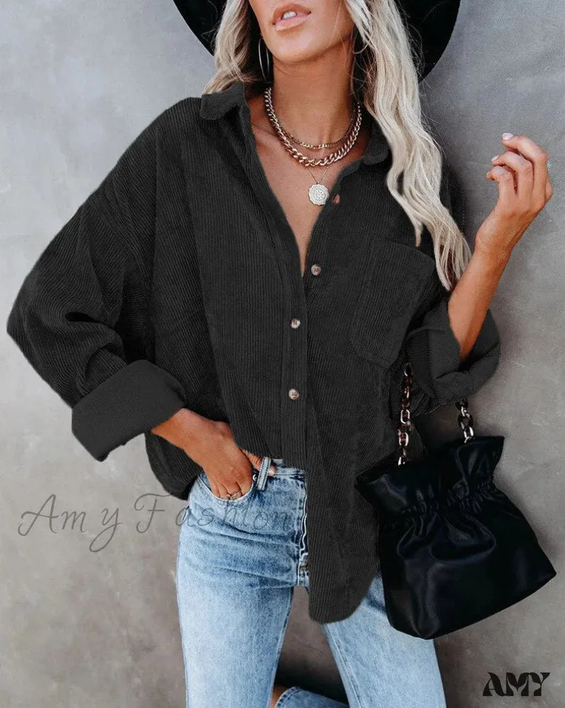 Amy Fashion - Corduroy Tunic Ladies Coats