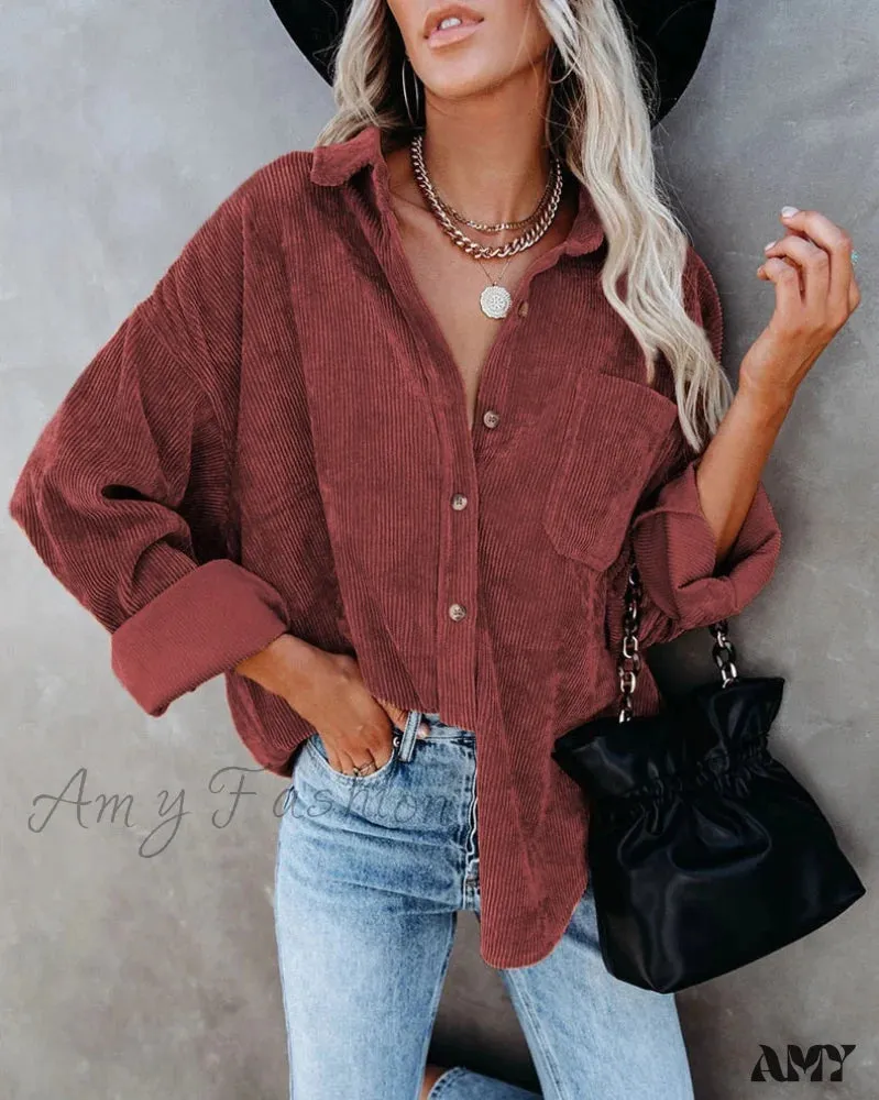 Amy Fashion - Corduroy Tunic Ladies Coats