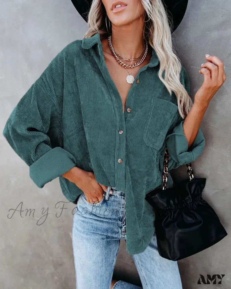 Amy Fashion - Corduroy Tunic Ladies Coats