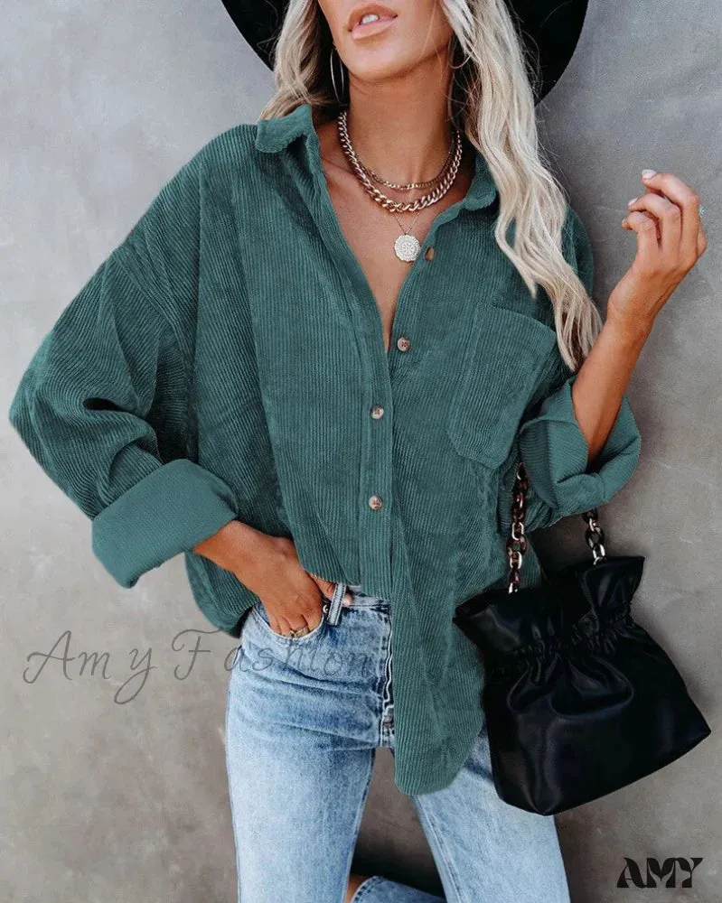 Amy Fashion - Corduroy Tunic Ladies Coats