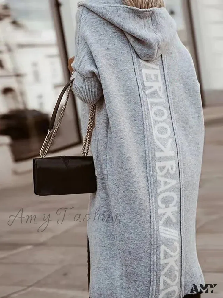 Amy Fashion - Loose Long Knit Cardigan Coats