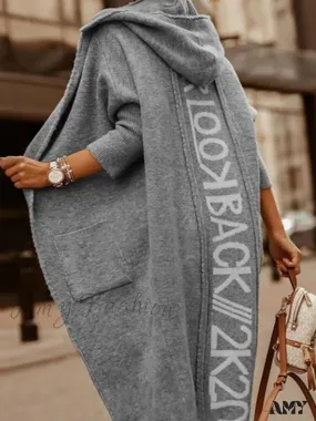Amy Fashion - Loose Long Knit Cardigan Coats