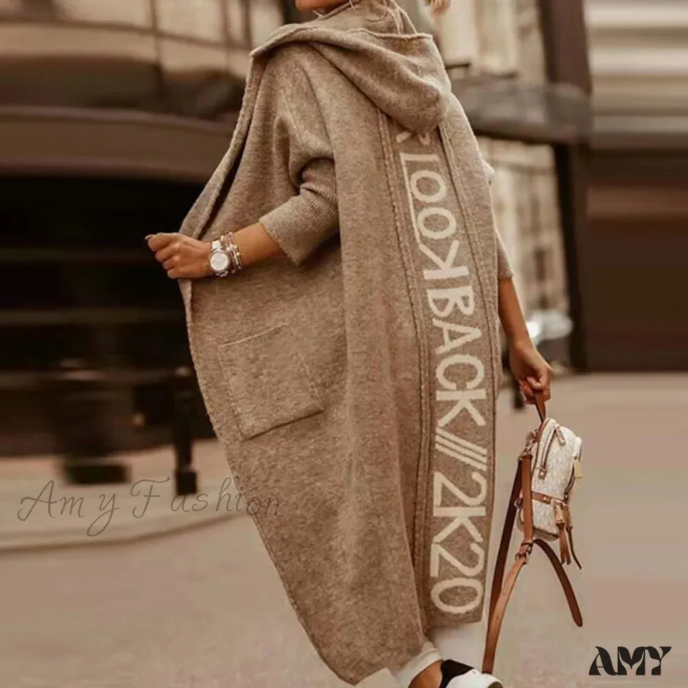 Amy Fashion - Loose Long Knit Cardigan Coats