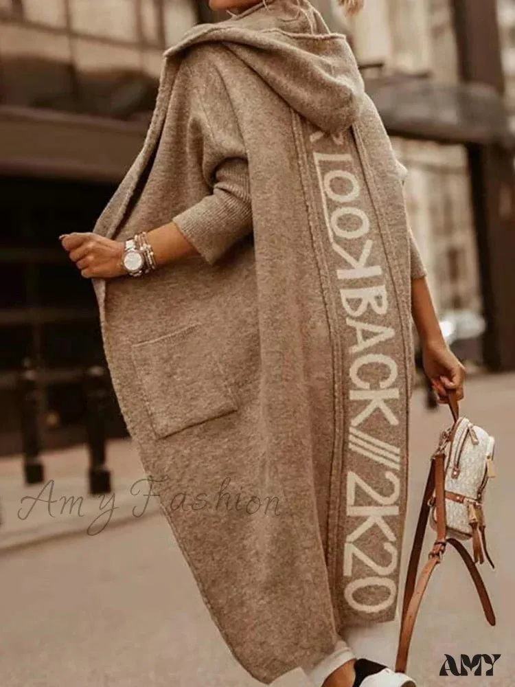 Amy Fashion - Loose Long Knit Cardigan Coats