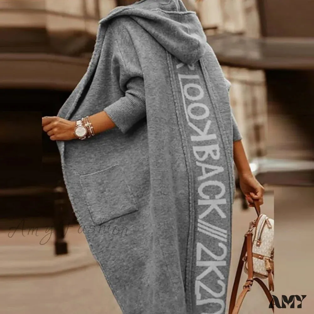 Amy Fashion - Loose Long Knit Cardigan Coats