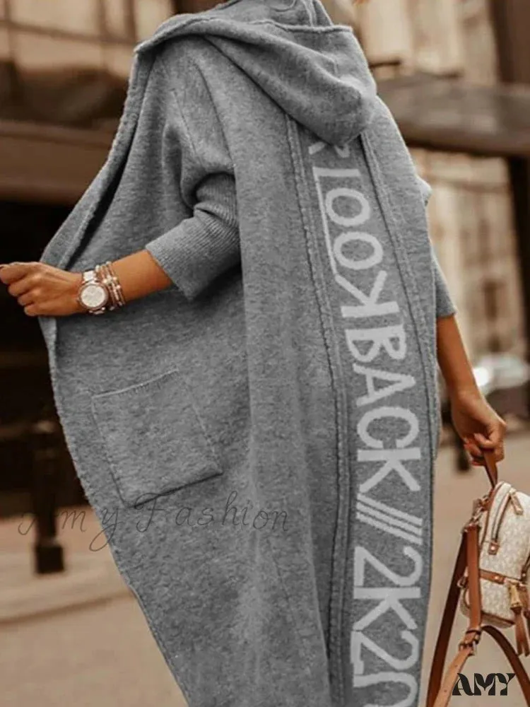 Amy Fashion - Loose Long Knit Cardigan Coats