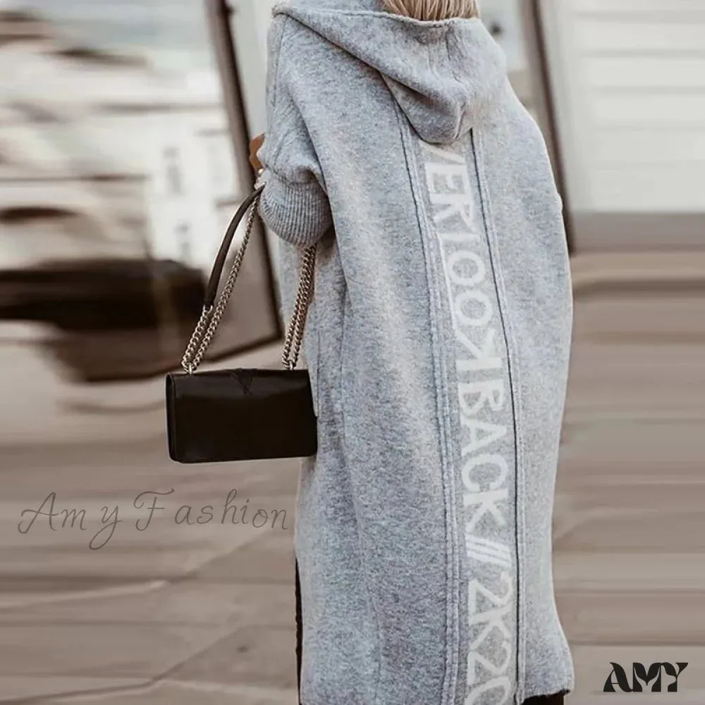 Amy Fashion - Loose Long Knit Cardigan Coats