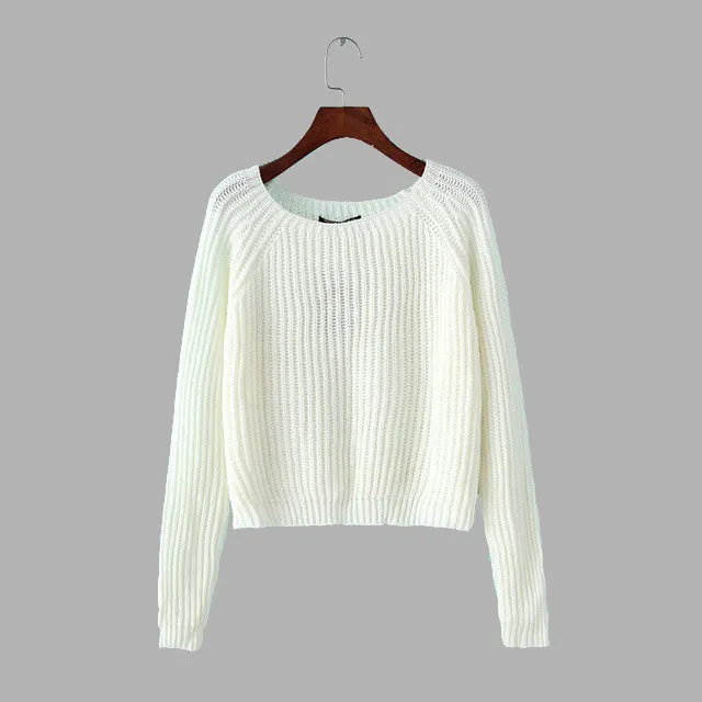 Autumn winter women sweaters and pullovers korean style long sleeve casual crop sweater slim solid knitted jumpers sweter mujer
