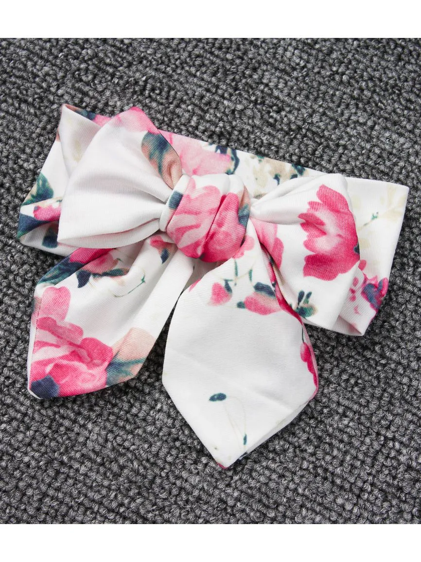 Baby Girl 3-Piece Floral Causal Hoodie Matching Pull-on Pants Headband