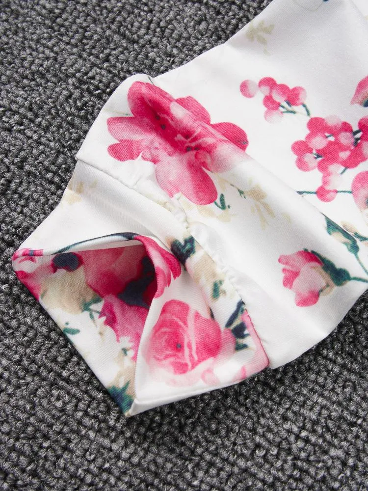 Baby Girl 3-Piece Floral Causal Hoodie Matching Pull-on Pants Headband