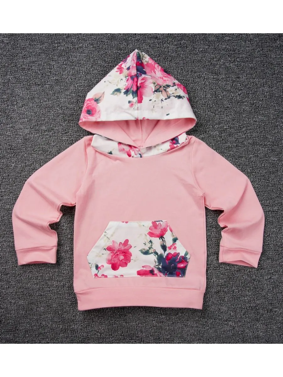 Baby Girl 3-Piece Floral Causal Hoodie Matching Pull-on Pants Headband