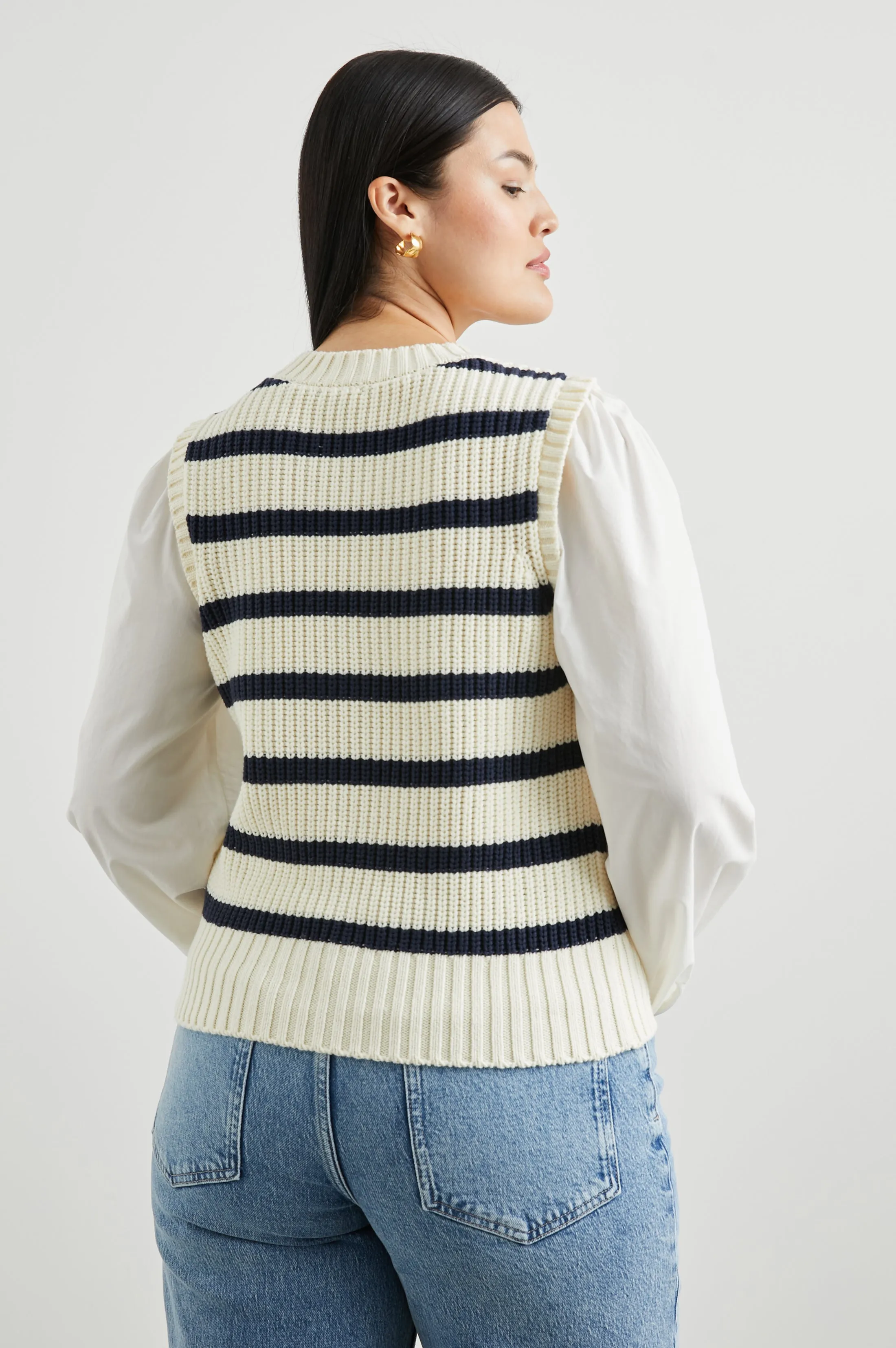 BAMBI SWEATER - IVORY NAVY STRIPE