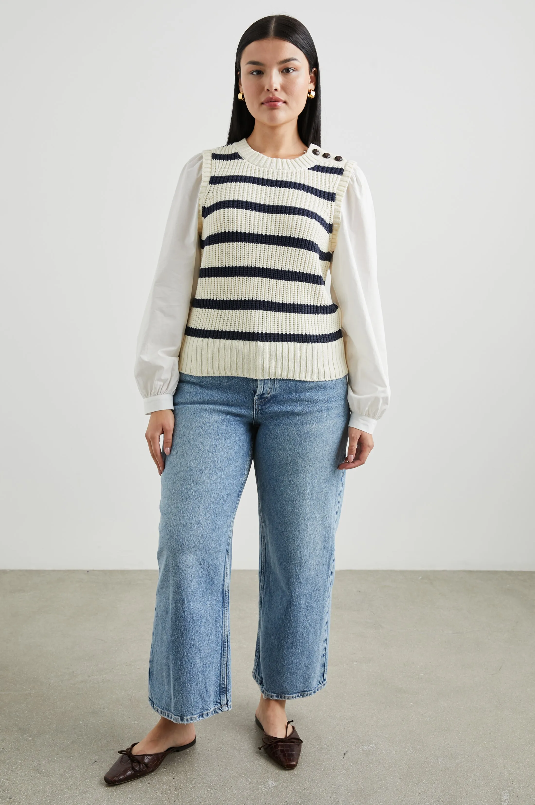 BAMBI SWEATER - IVORY NAVY STRIPE