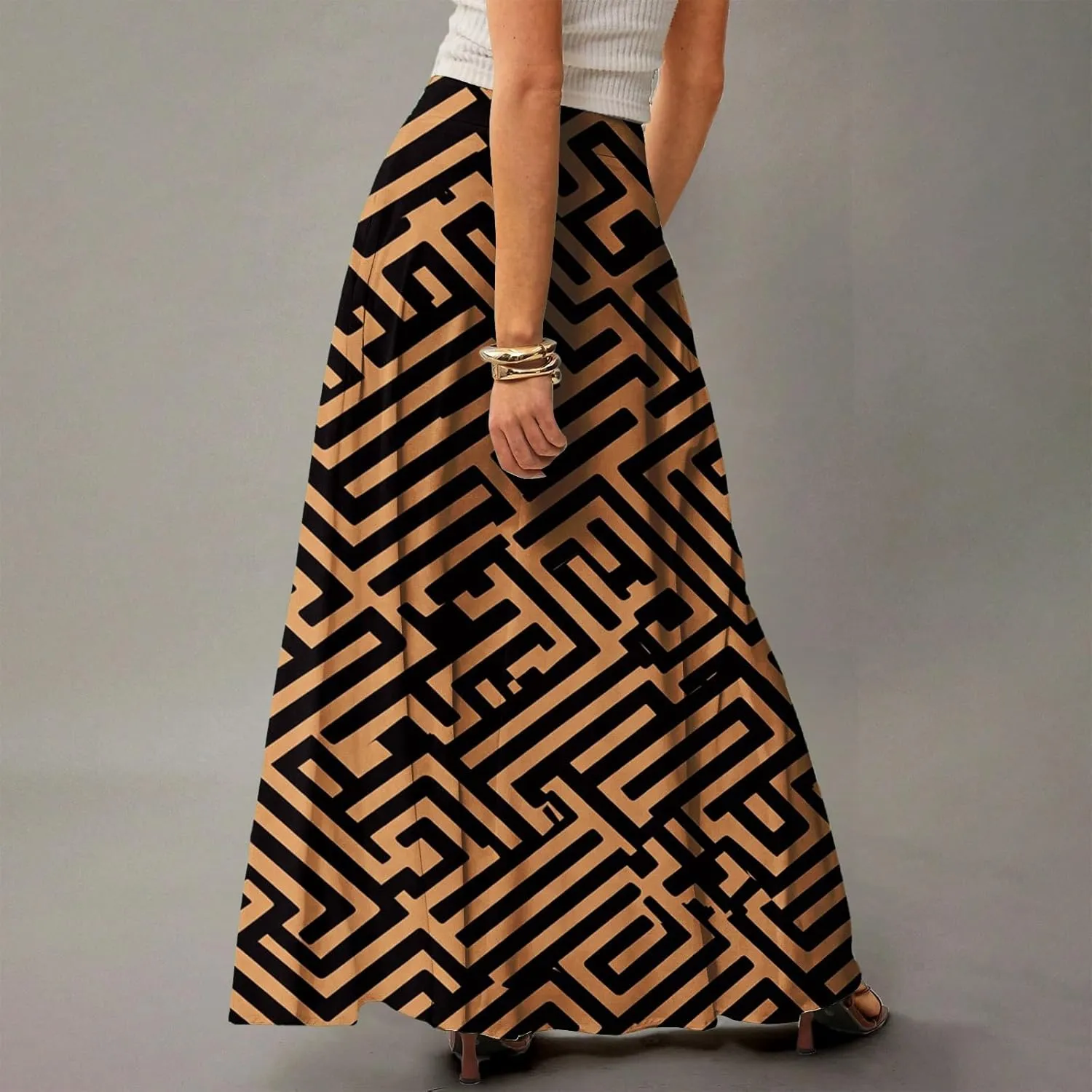 Beach Women's Skirts, Summer Boho Maxi Elegantes Casual Flowy Womens Skirts