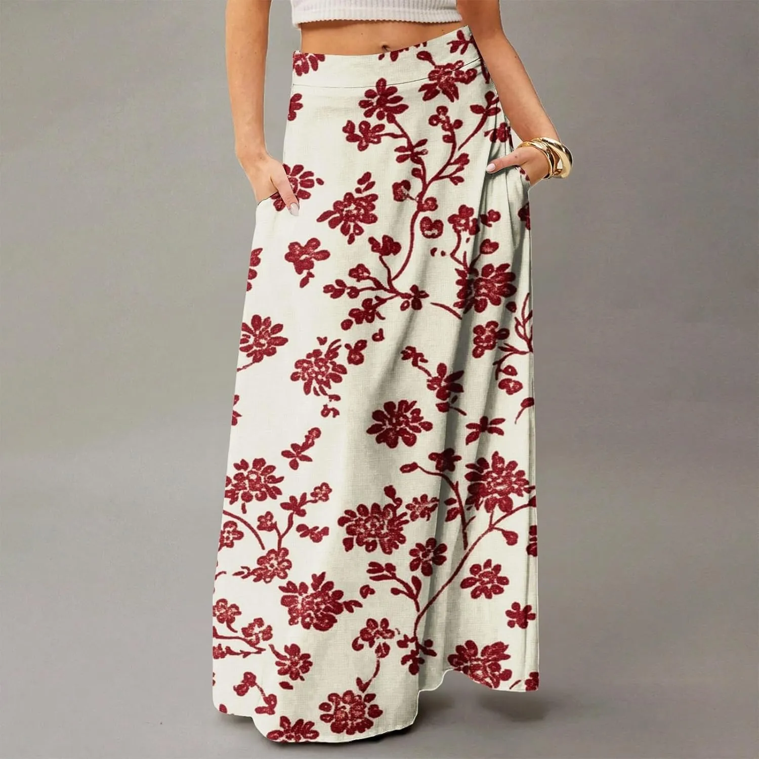 Beach Women's Skirts, Summer Boho Maxi Elegantes Casual Flowy Womens Skirts