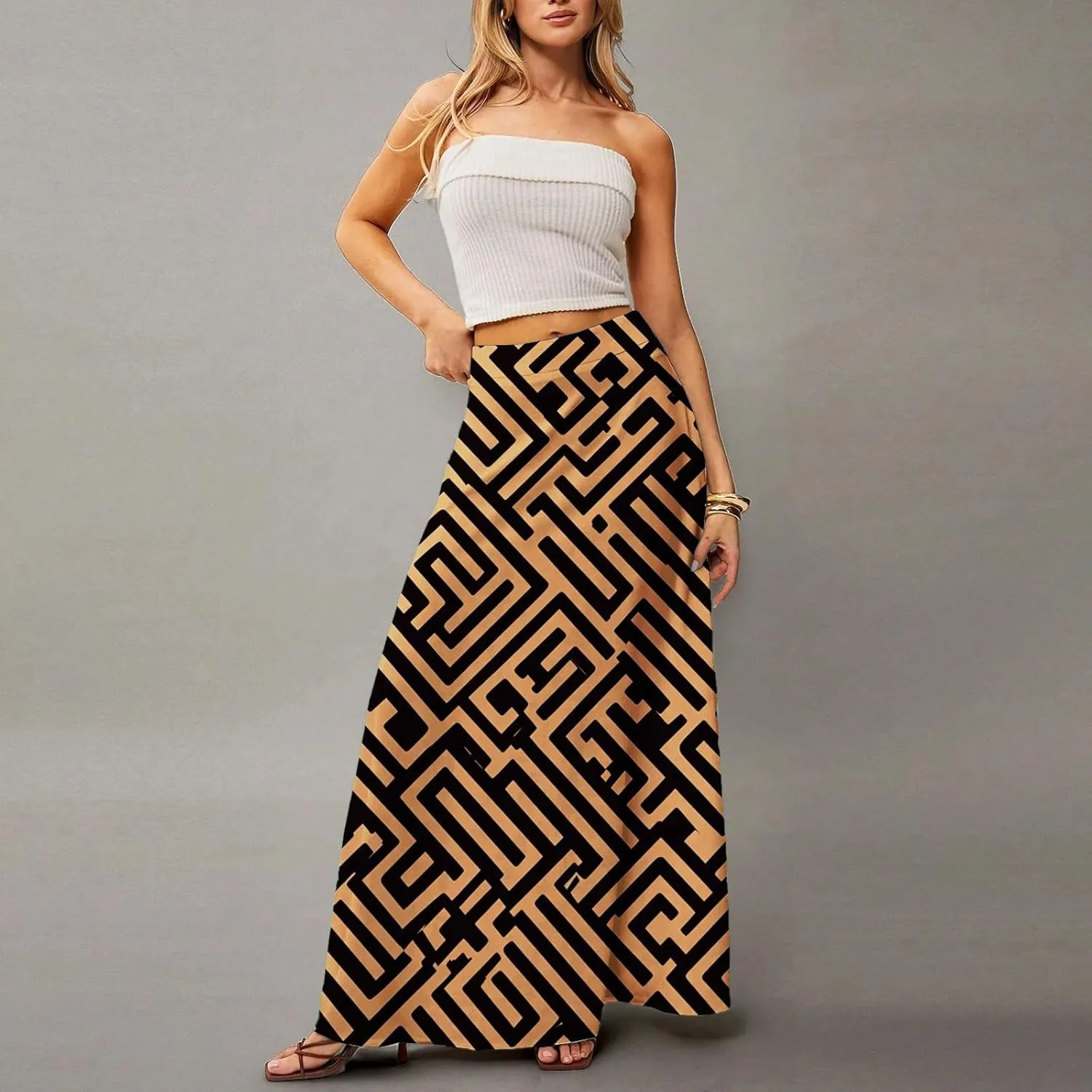 Beach Women's Skirts, Summer Boho Maxi Elegantes Casual Flowy Womens Skirts