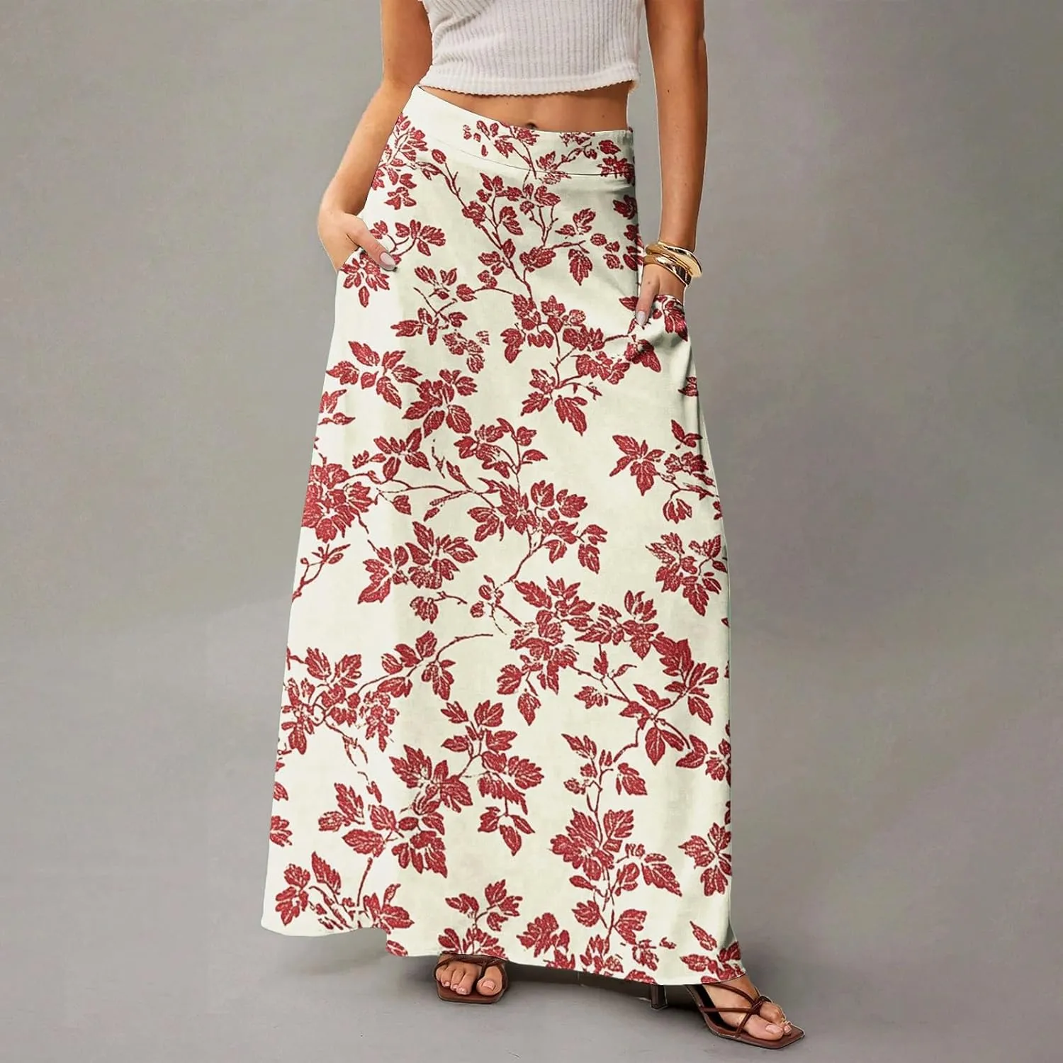 Beach Women's Skirts, Summer Boho Maxi Elegantes Casual Flowy Womens Skirts