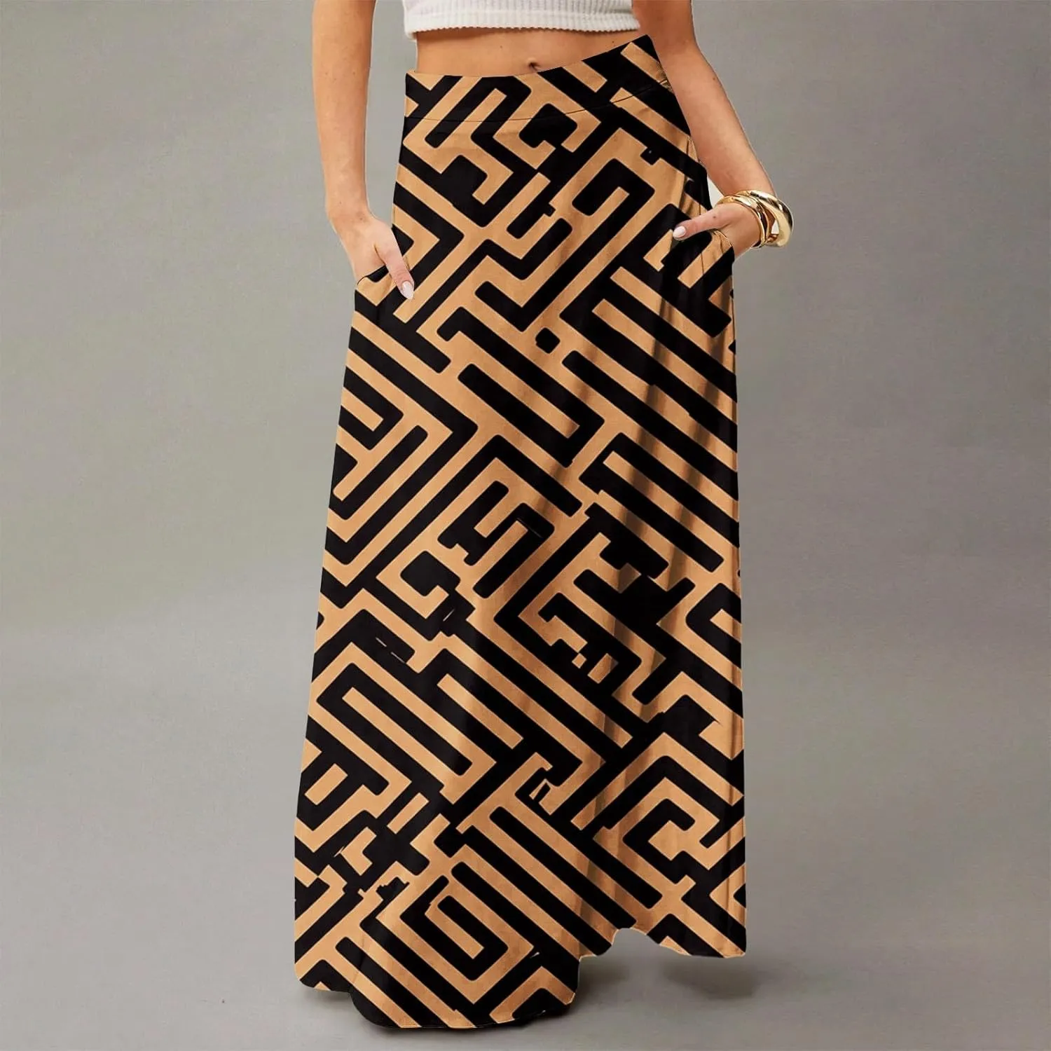 Beach Women's Skirts, Summer Boho Maxi Elegantes Casual Flowy Womens Skirts