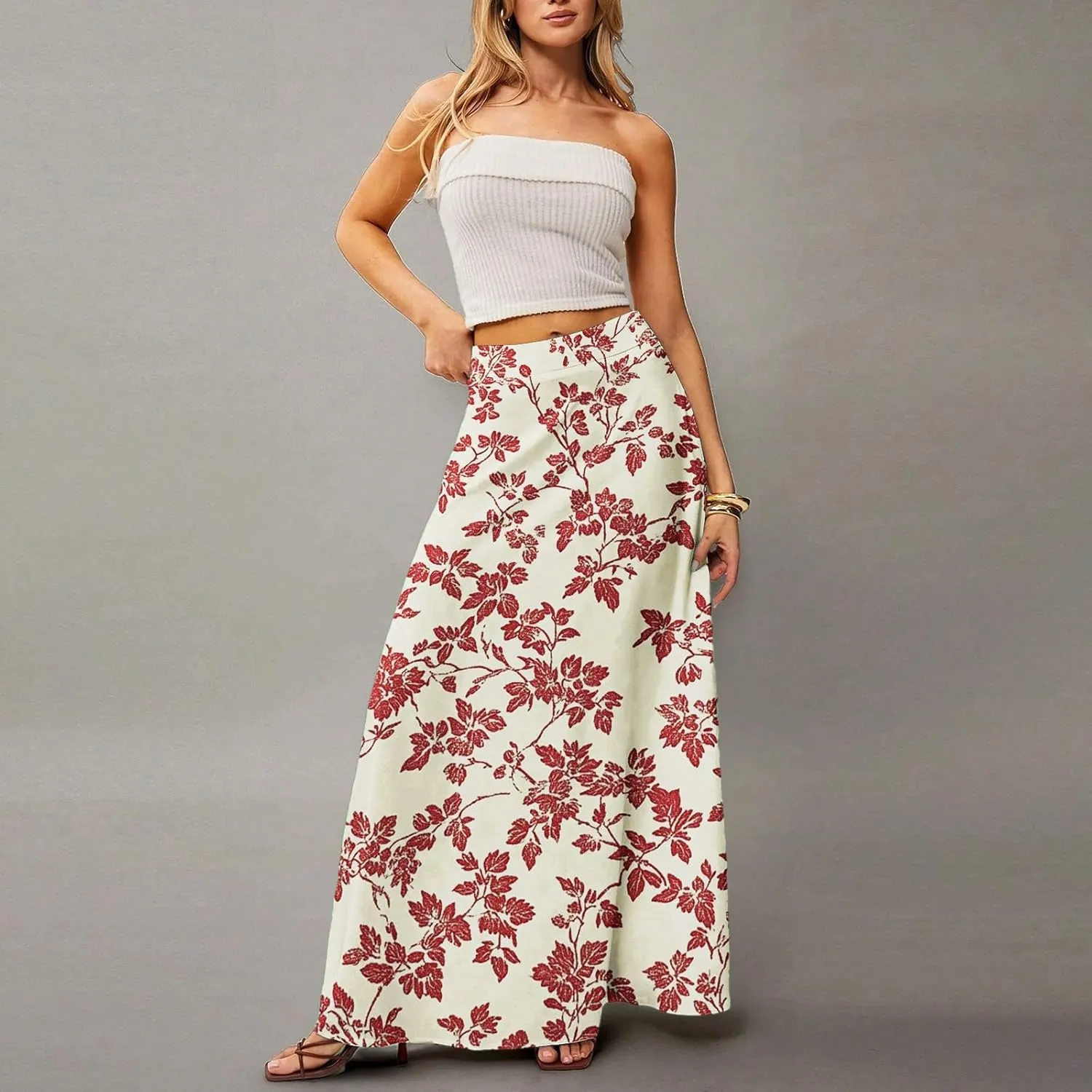 Beach Women's Skirts, Summer Boho Maxi Elegantes Casual Flowy Womens Skirts