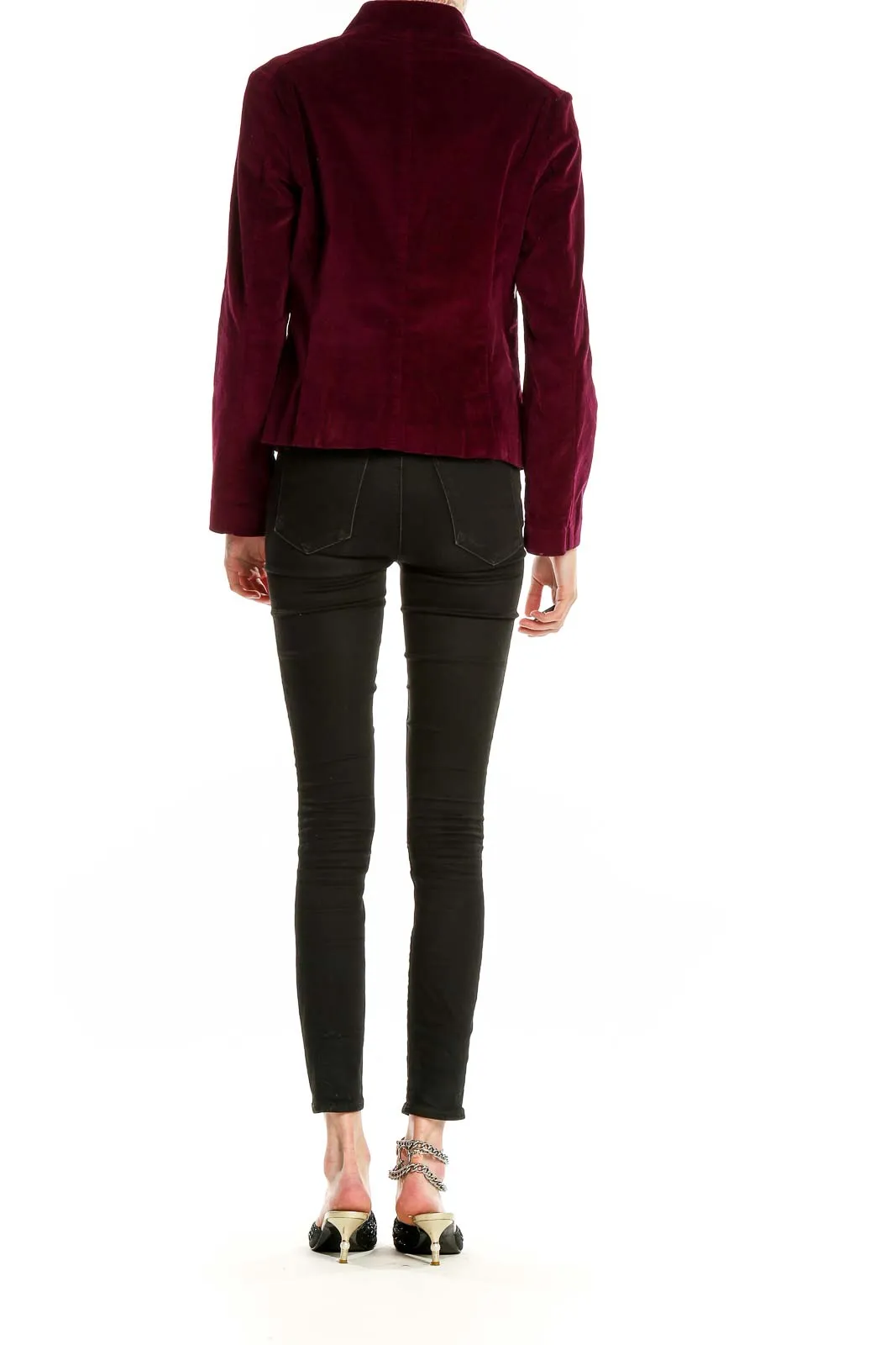 Burgundy Velvet Peplum Blazer