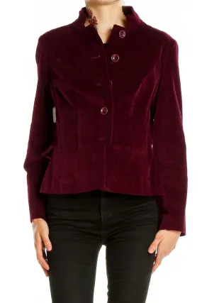Burgundy Velvet Peplum Blazer