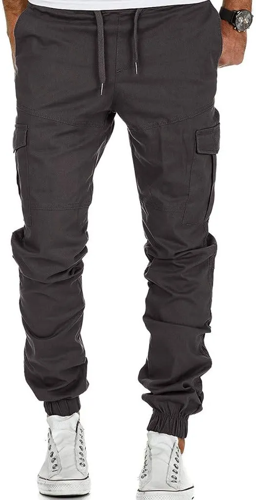 Cargo Sweatpants for Men Big and Tall Casual Sweatpants Stretch Elastic Waist Jogger Sports Pants Drawstring Trousers