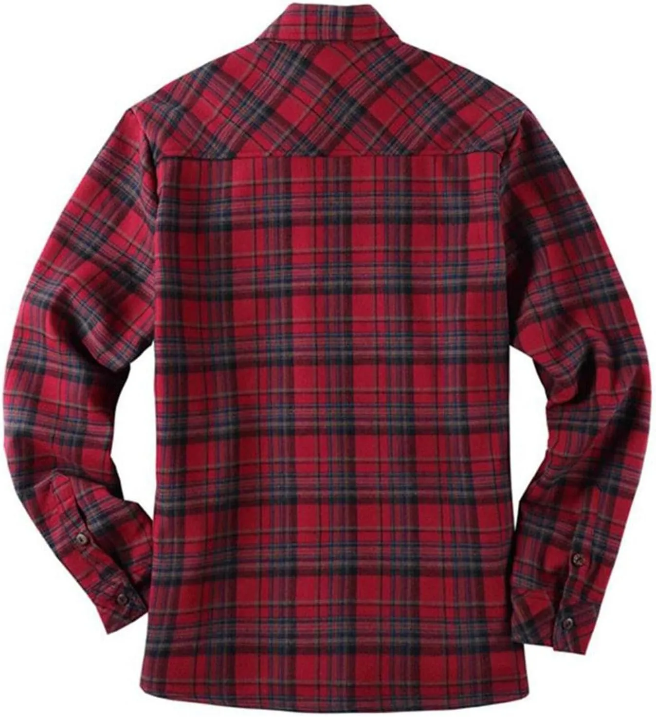 Casual Plaid Sherpa Fleece Lined Jackets for Mens Lapel Long Sleeves Button Down Coats Fashion Outwear Warm Tops