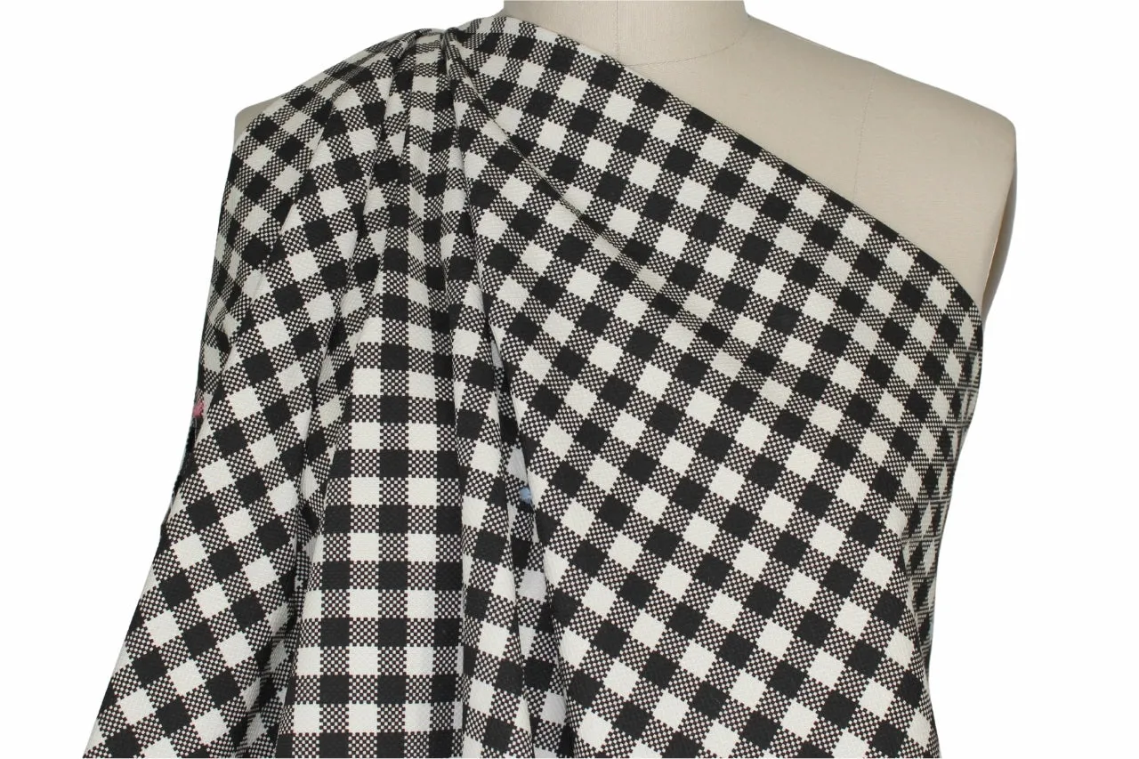 Checked Cotton Jacquard Suiting - Black/Cream