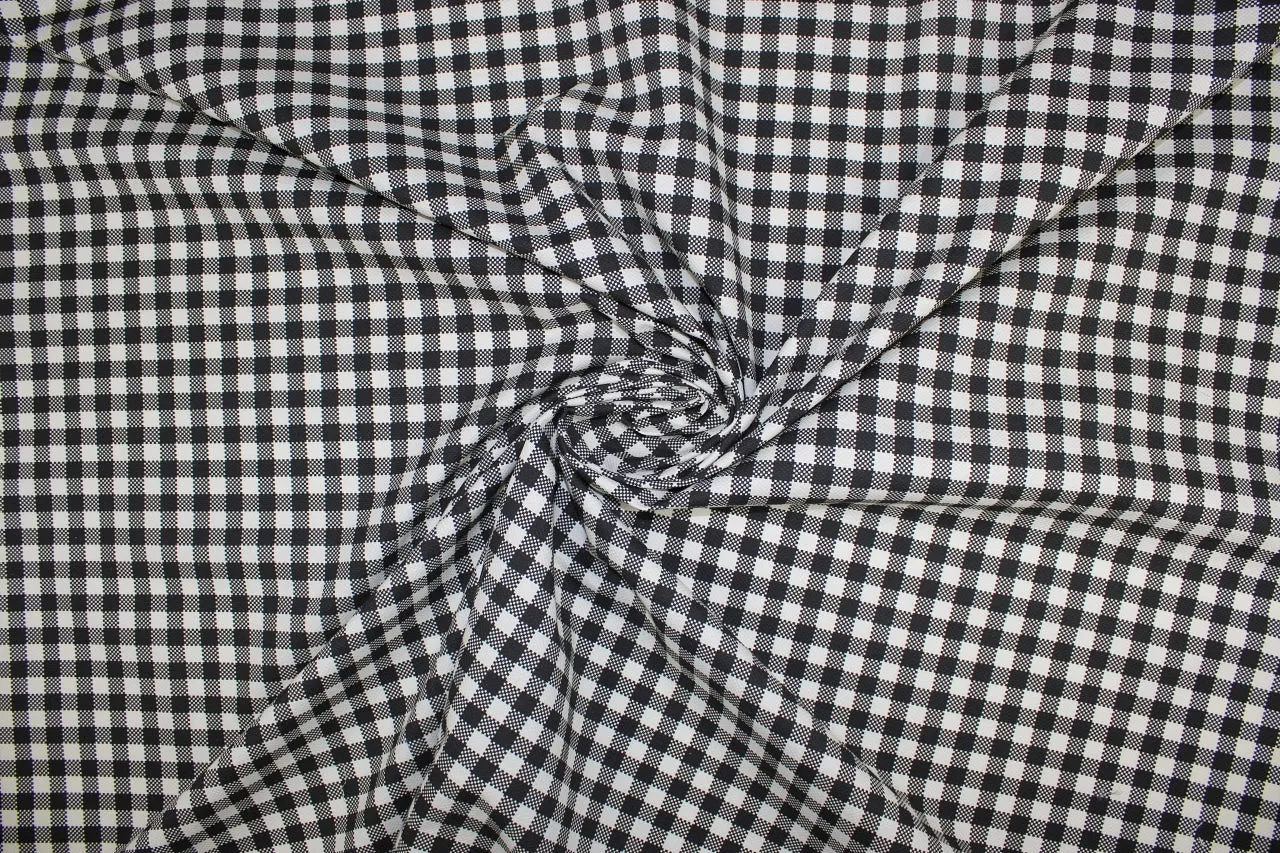 Checked Cotton Jacquard Suiting - Black/Cream