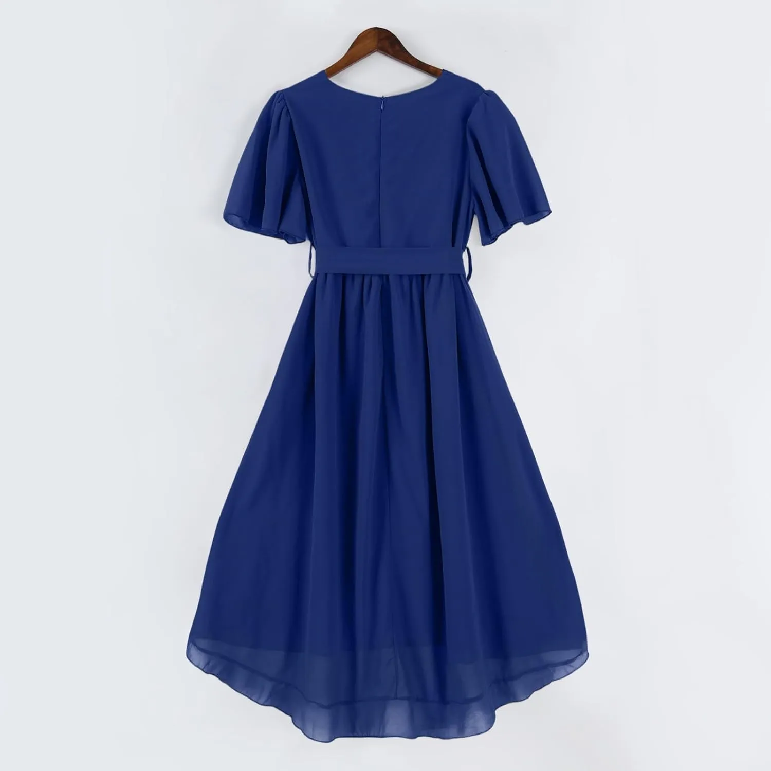 Chiffon Dresses for Women Summer Sexy Wrap V Neck Cocktail Party Dresses Floral Print Flowy Wedding Guest Midi Dress