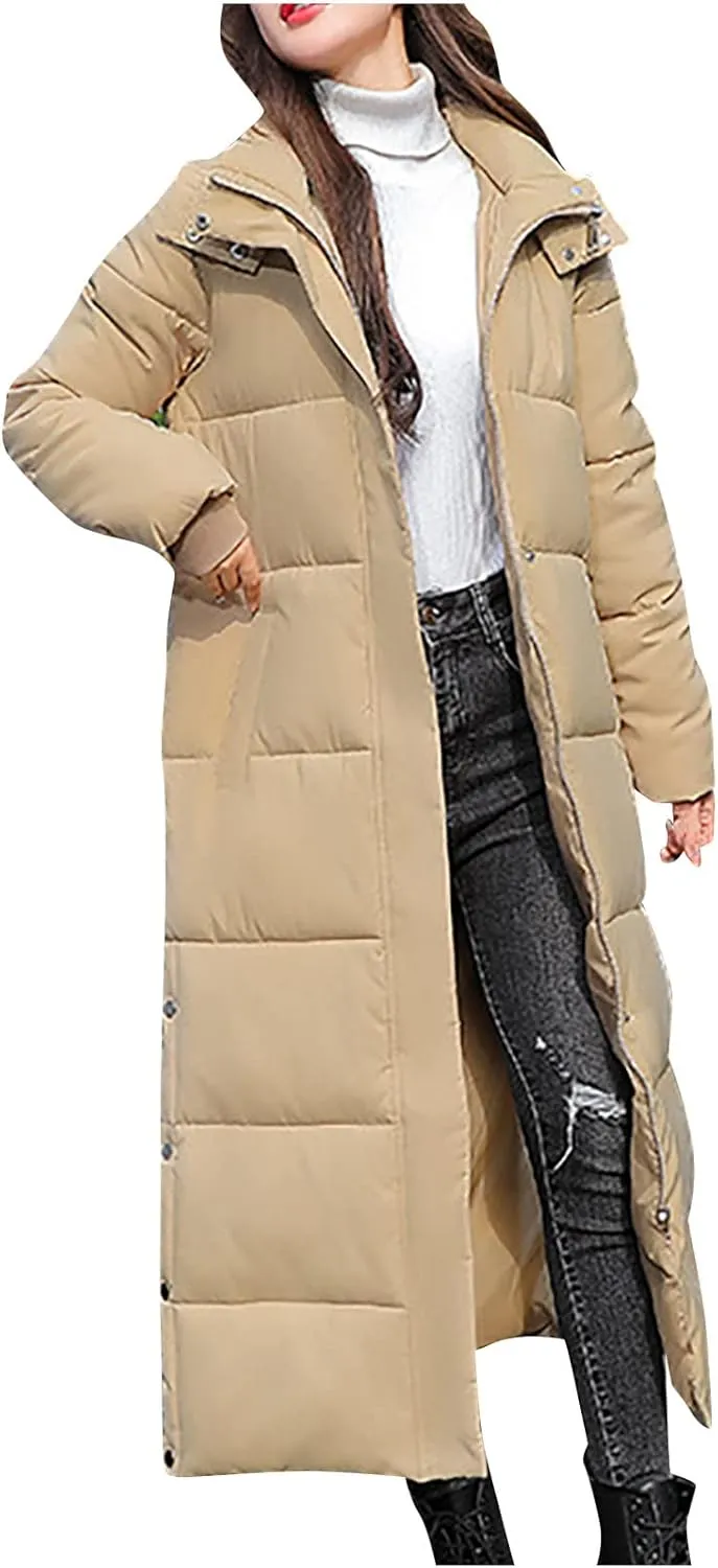 Christmas Gifts for Women Plus Size Winter Coats Long Hooded Puffer Jackets Outerwear Parkas Down Coats Quilted Jackets
