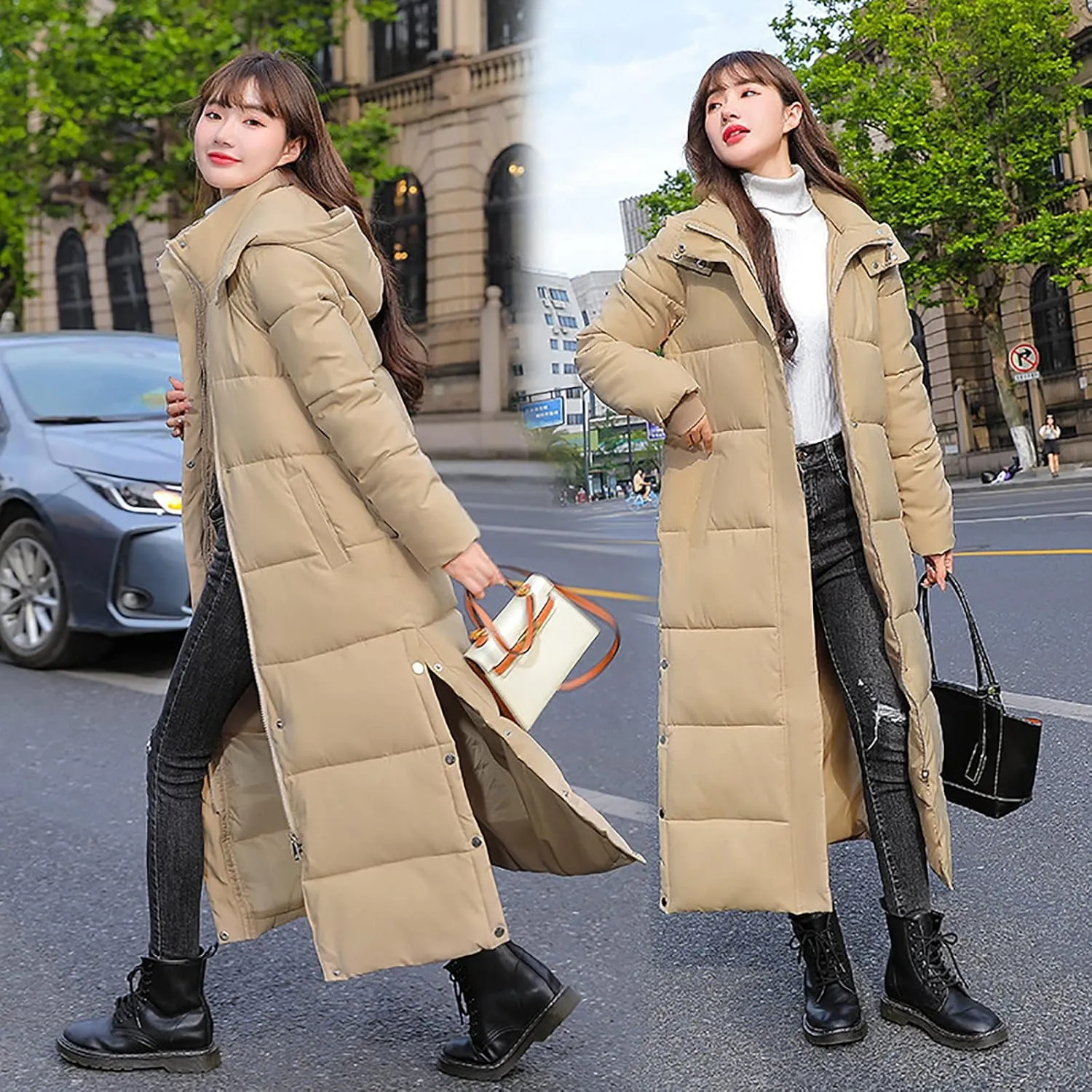Christmas Gifts for Women Plus Size Winter Coats Long Hooded Puffer Jackets Outerwear Parkas Down Coats Quilted Jackets