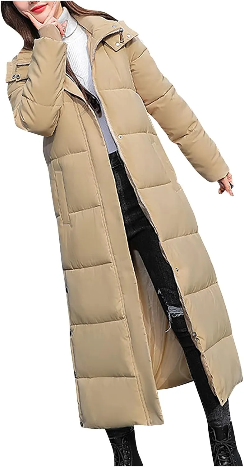 Christmas Gifts for Women Plus Size Winter Coats Long Hooded Puffer Jackets Outerwear Parkas Down Coats Quilted Jackets