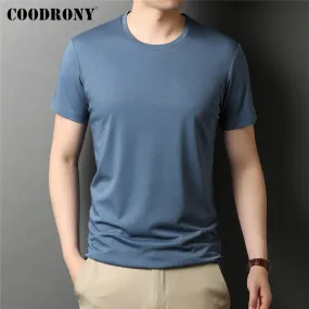 COODRONY Marke Hohe Qualität Sommer Cool Top Tees Klassische Reine Farbe Mode Lässig Oansatz Kurzarm Baumwolle T-shirt  C5196S96