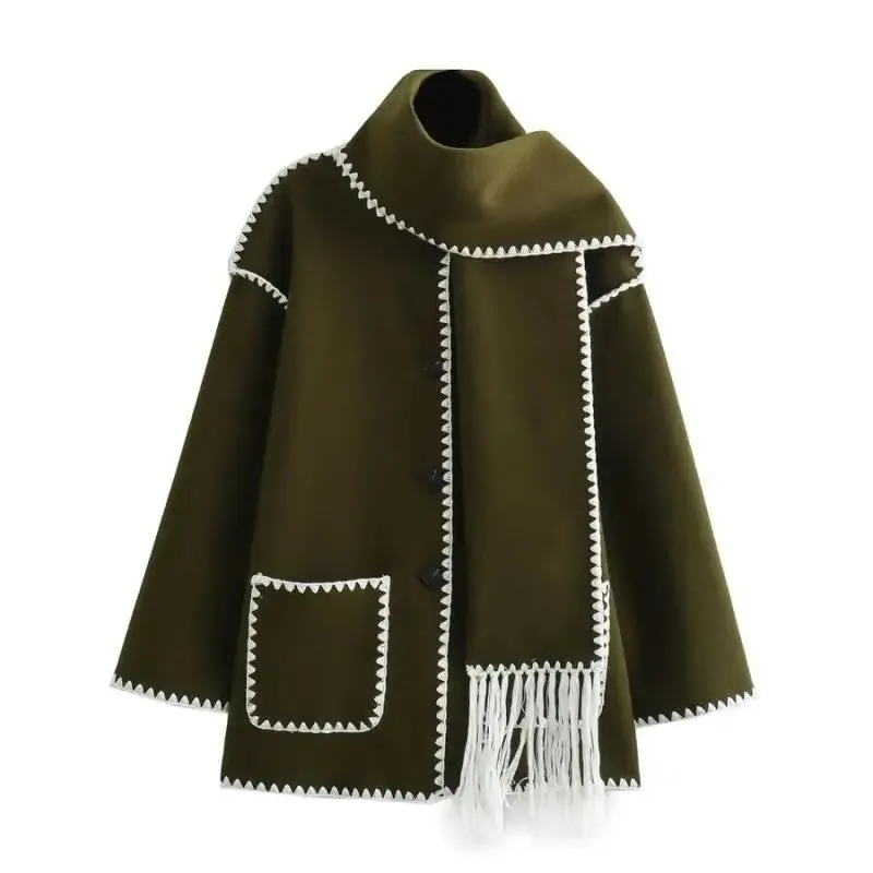 Cowl Collar Scarf Wrap Coat