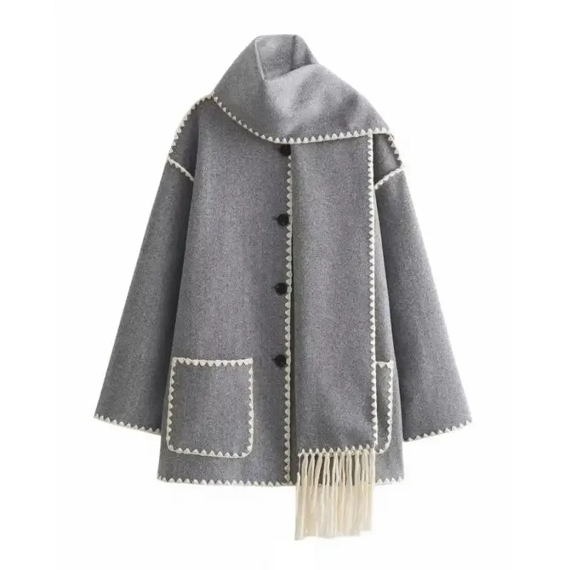 Cowl Collar Scarf Wrap Coat