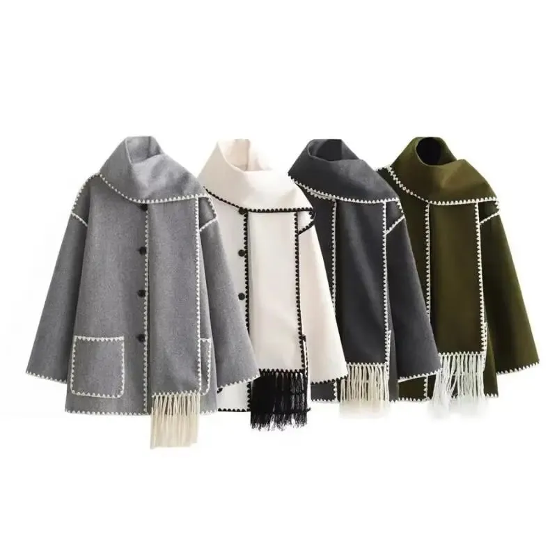 Cowl Collar Scarf Wrap Coat