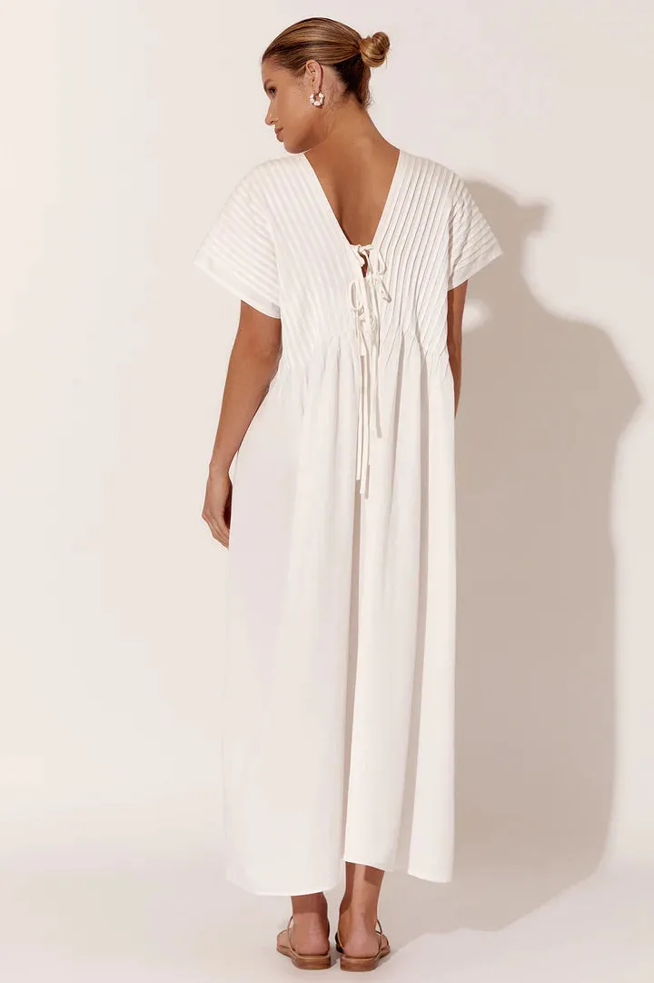 DANI PLEATED MIDI DRESS (WHITE)
