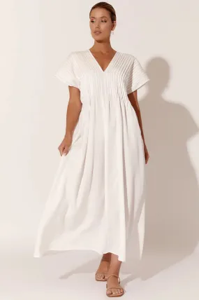 DANI PLEATED MIDI DRESS (WHITE)