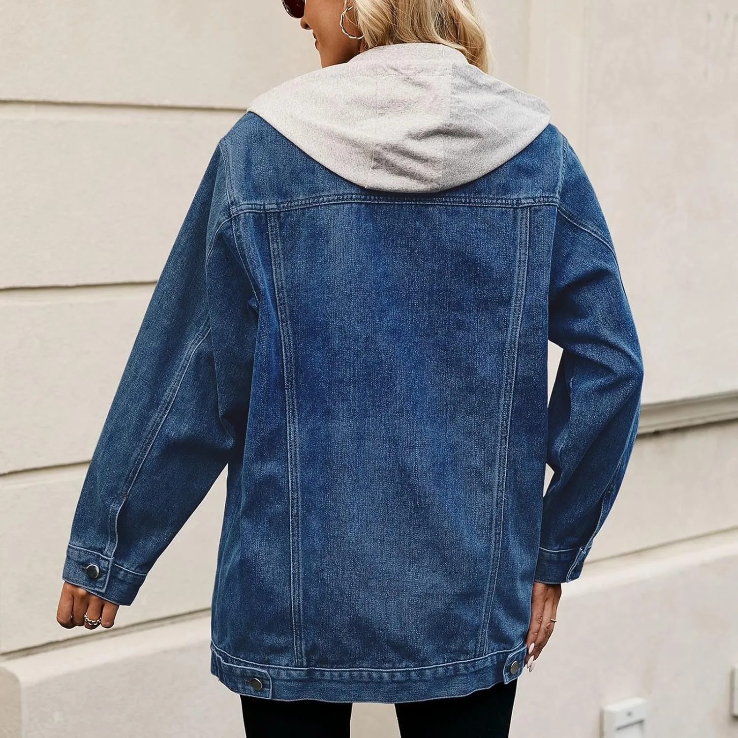 Denim Jacket for Women Oversized Lightweight Trendy Hoodies Jeans Jacket Women Casual Dressy Plus Size Trucker Jacket