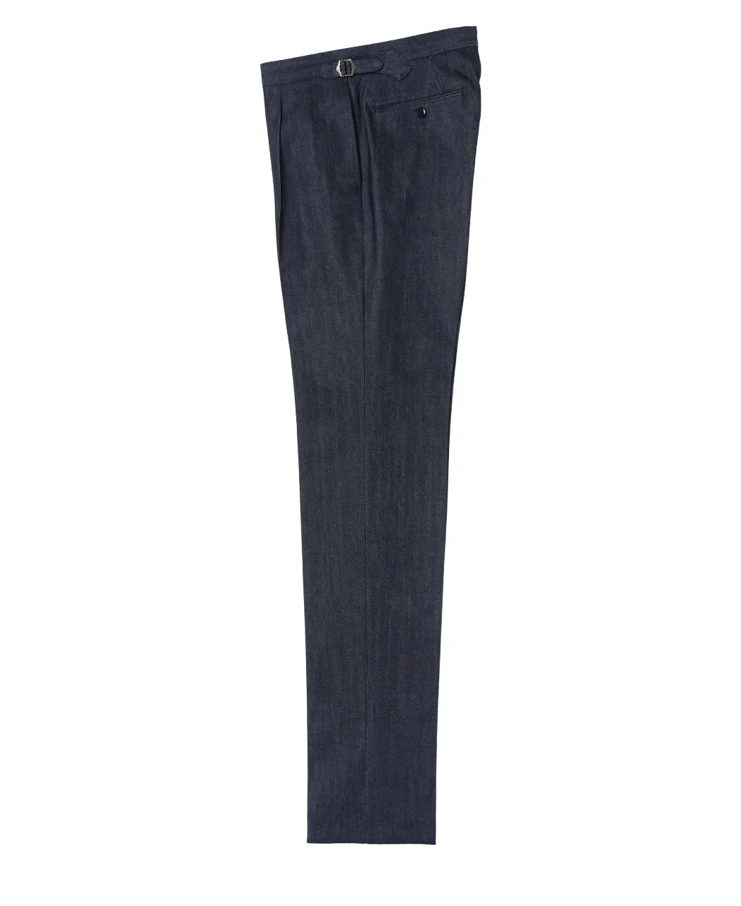 Denim Slacks Side Adjusters Single Pleat